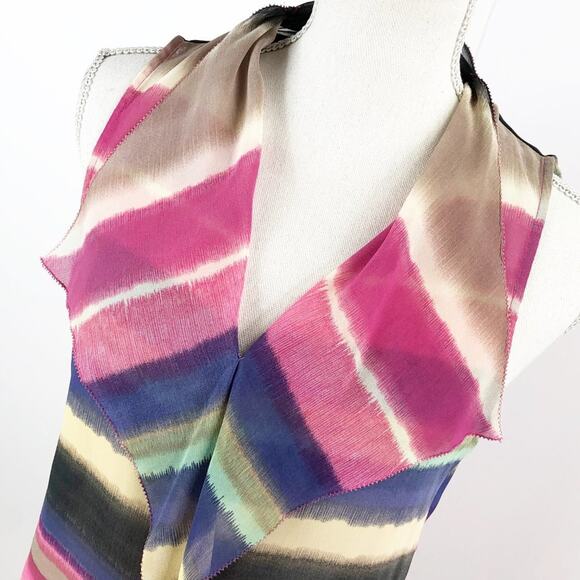 Watercolor Stripe Semi-Sheer Top Ecru Brand Multicolor M - Picture 2 of 11